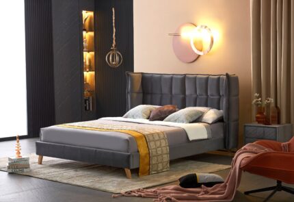 SCANDINO 160 bed, grey