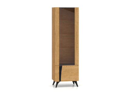 Toscania 02 right Baltic Dune Oak/Prestige Black Ash - 1W1D display cabinet