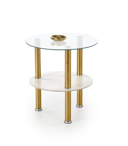 DUCAT S c.table, white marble / transparent / gold