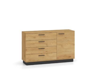 MODESTO 05 stylish oak/black - chest of drawers 4S1D