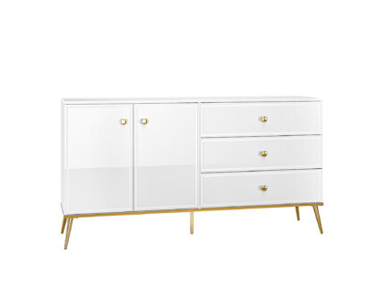 Goldin 04 Alpine White/Gloss White - Chest of drawers
