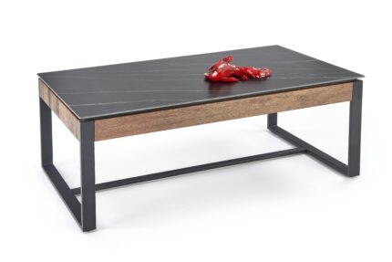 RAMONA coffee table, black marble / walnut