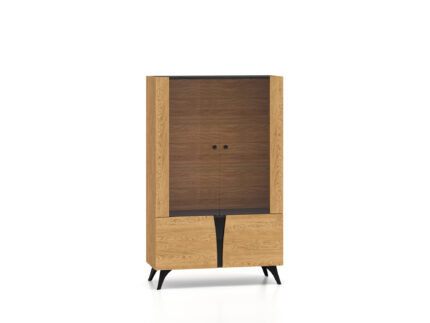 Toscania 03 Baltic Dune Oak/Prestige Black Ash - 2W2D display cabinet