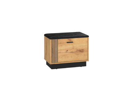 Vasco 02 Craft Oak gold/black - shoe cabinet with upholstered seat