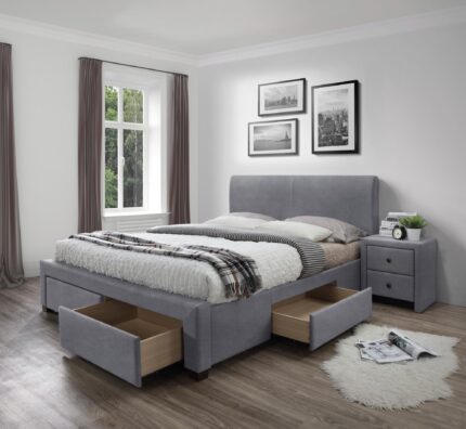 кровать MODENA 3 с ящиками, цвет: серый