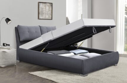 BRIDGET 160 bed with bedding container, gray