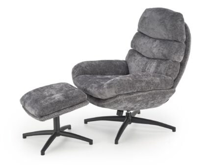 DARIO leisure chair, with stool grey